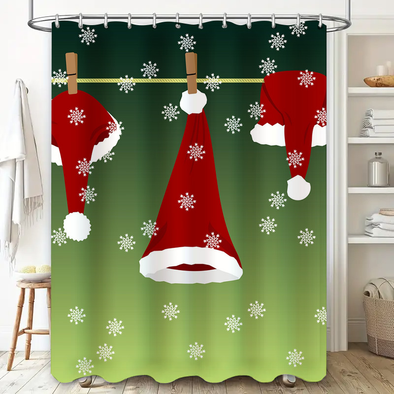 TU フェスティブクリスマスシャワーカーテンレッドサンタクロ - Home Xmas Decor Ideas のレビューと価格