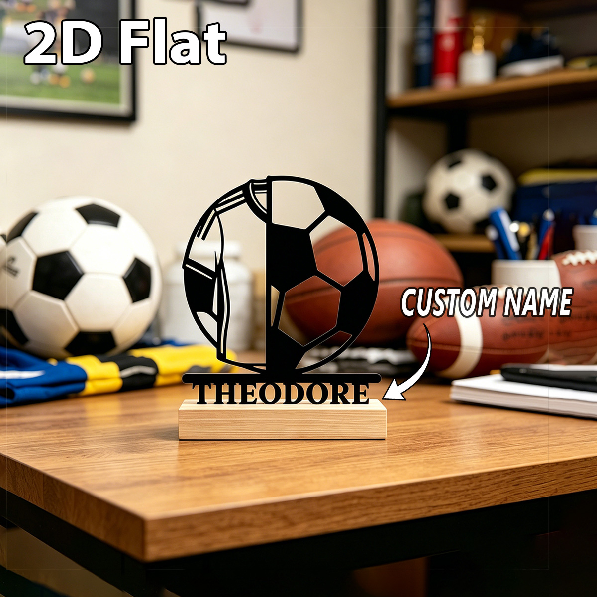 1個入りカスタムサッカーボール木製ベースメタルアートオーナメ - Home Decor For Wedding のレビューと価格