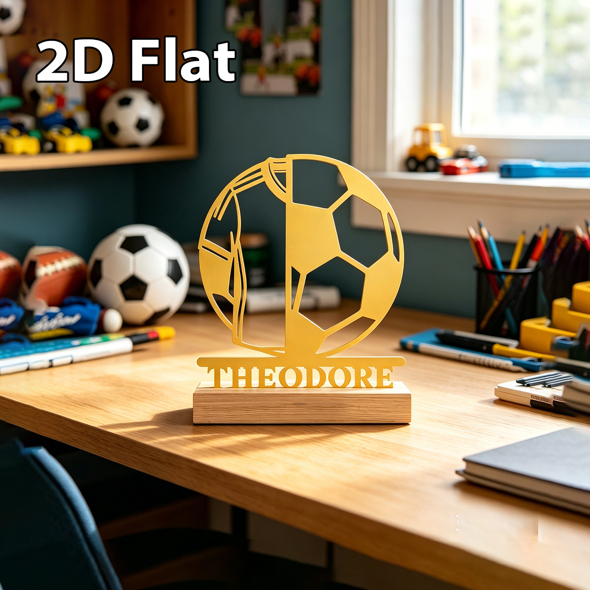 1個入りカスタムサッカーボール木製ベースメタルアートオーナメ - Home Decor For Wedding のレビューと価格
