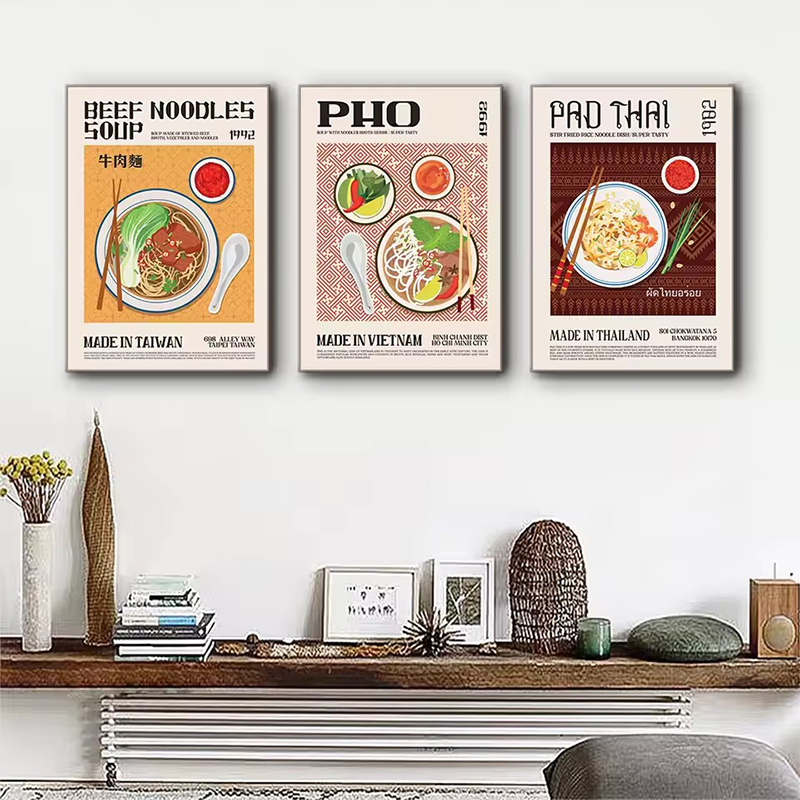 おいしい食べ物キャンバス絵画世界料理プリント壁アートポスター - Home Decor Vietnam のレビューと価格