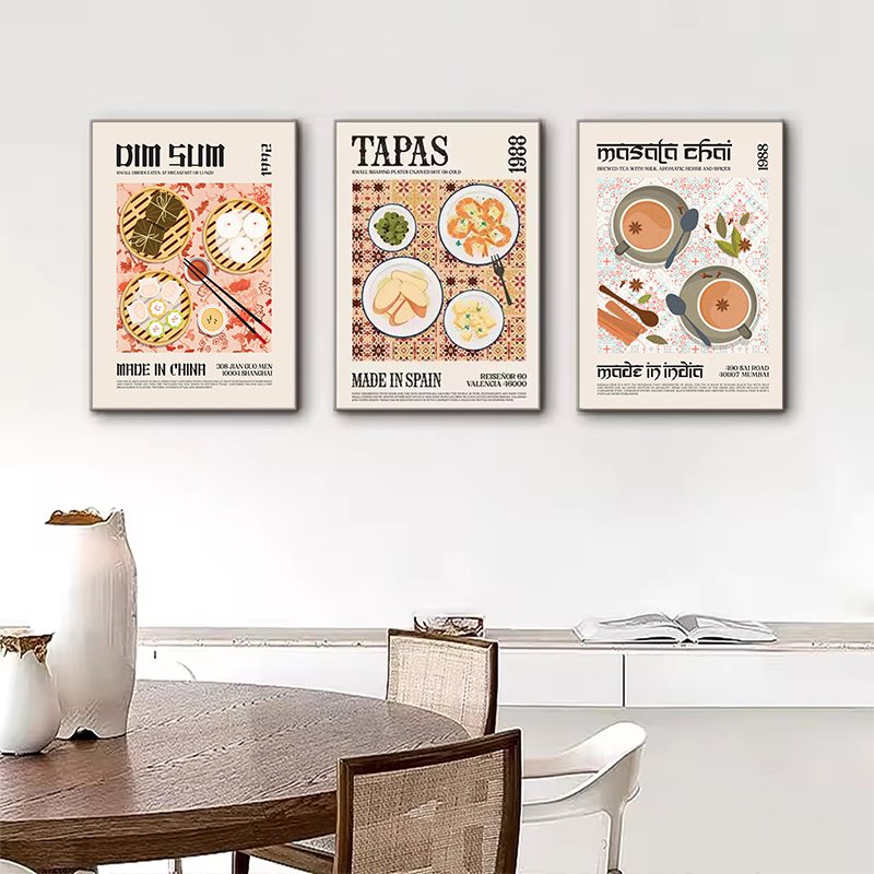 おいしい食べ物キャンバス絵画世界料理プリント壁アートポスター - Home Decor Vietnam のレビューと価格
