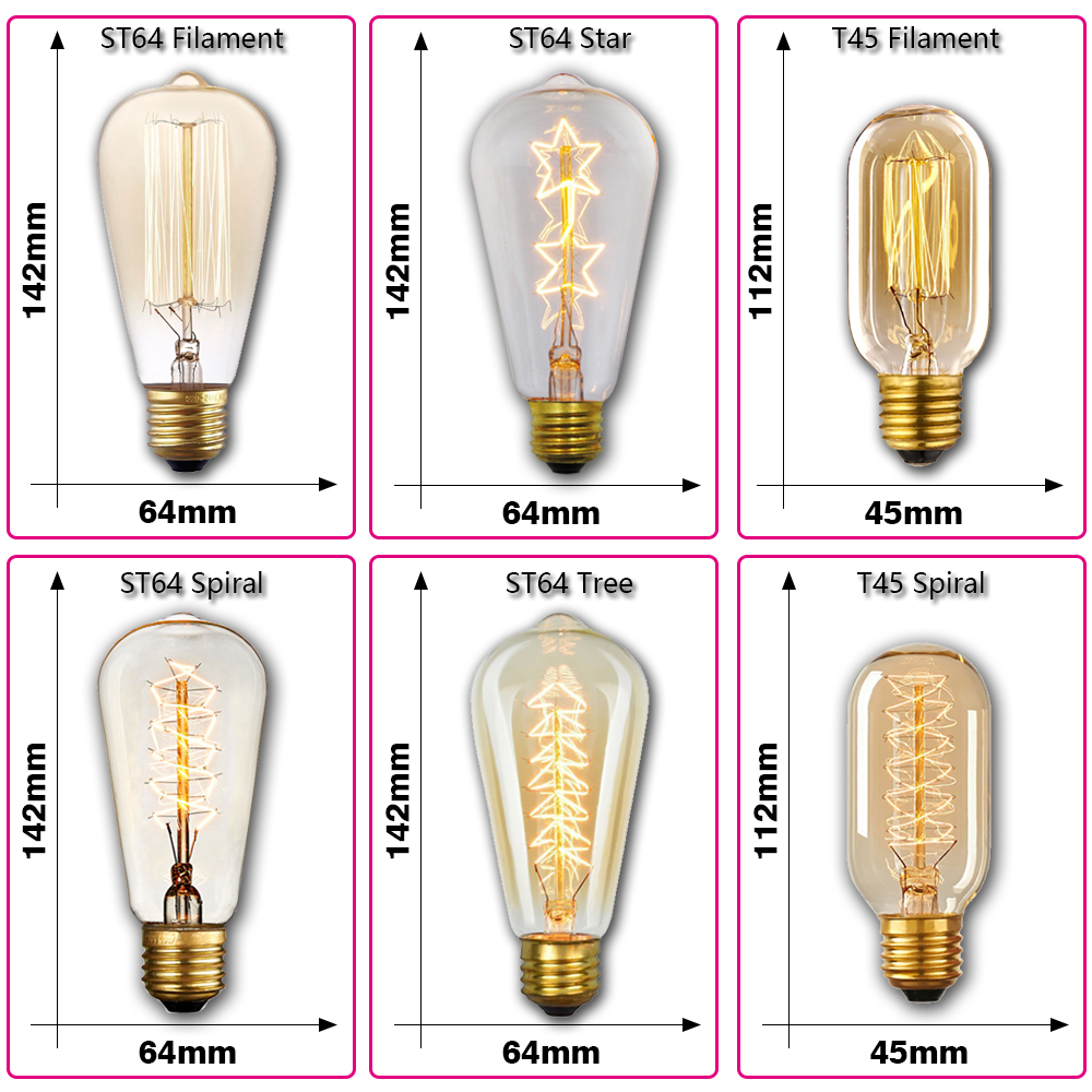 レトロエジソン電球 E27 40W 220V A60 ST6 - Home Decor Retro のレビューと価格