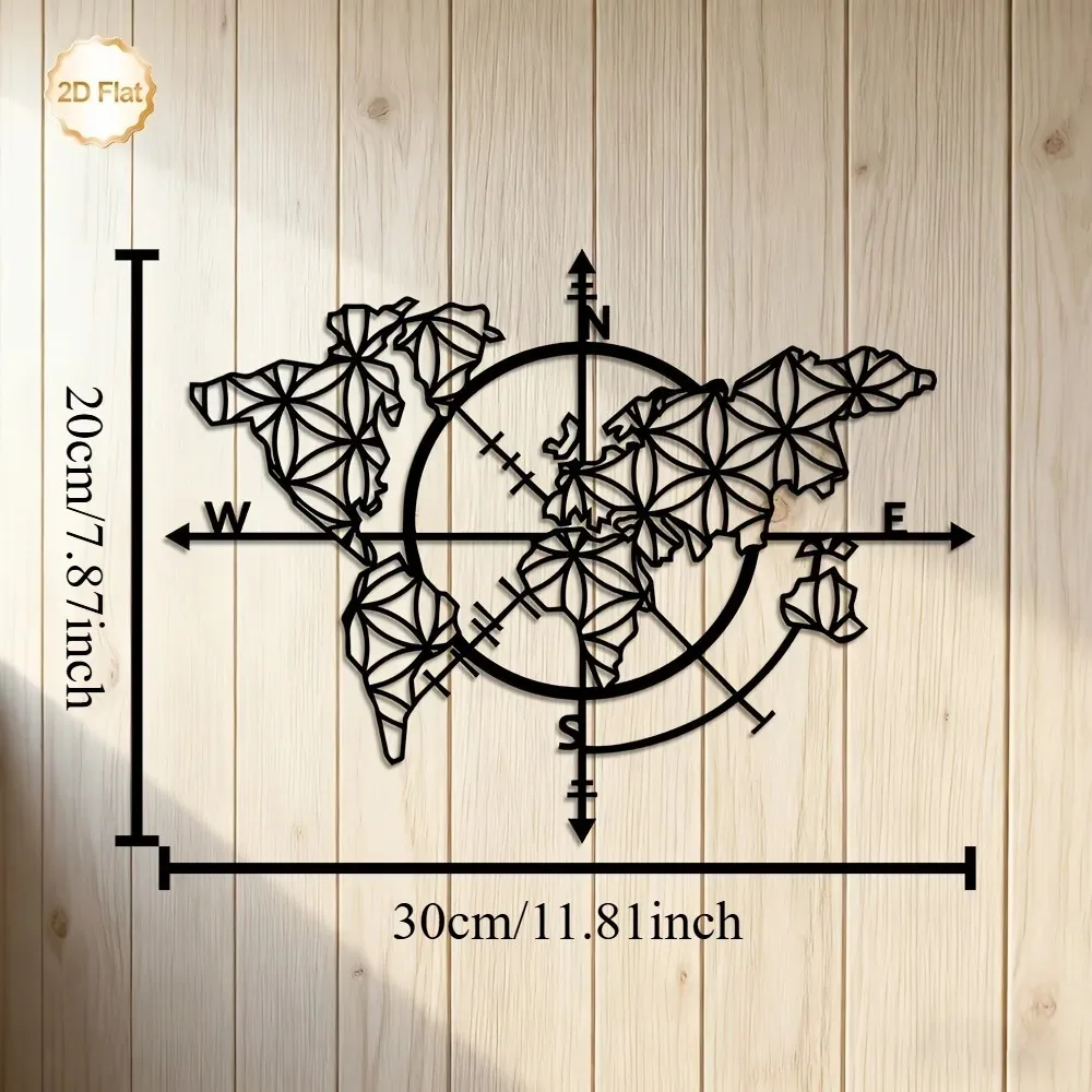 ブランドメタルウォールアート 鉄製コンパス 世界地図彫刻 2 - Home Decor Brand のレビューと価格